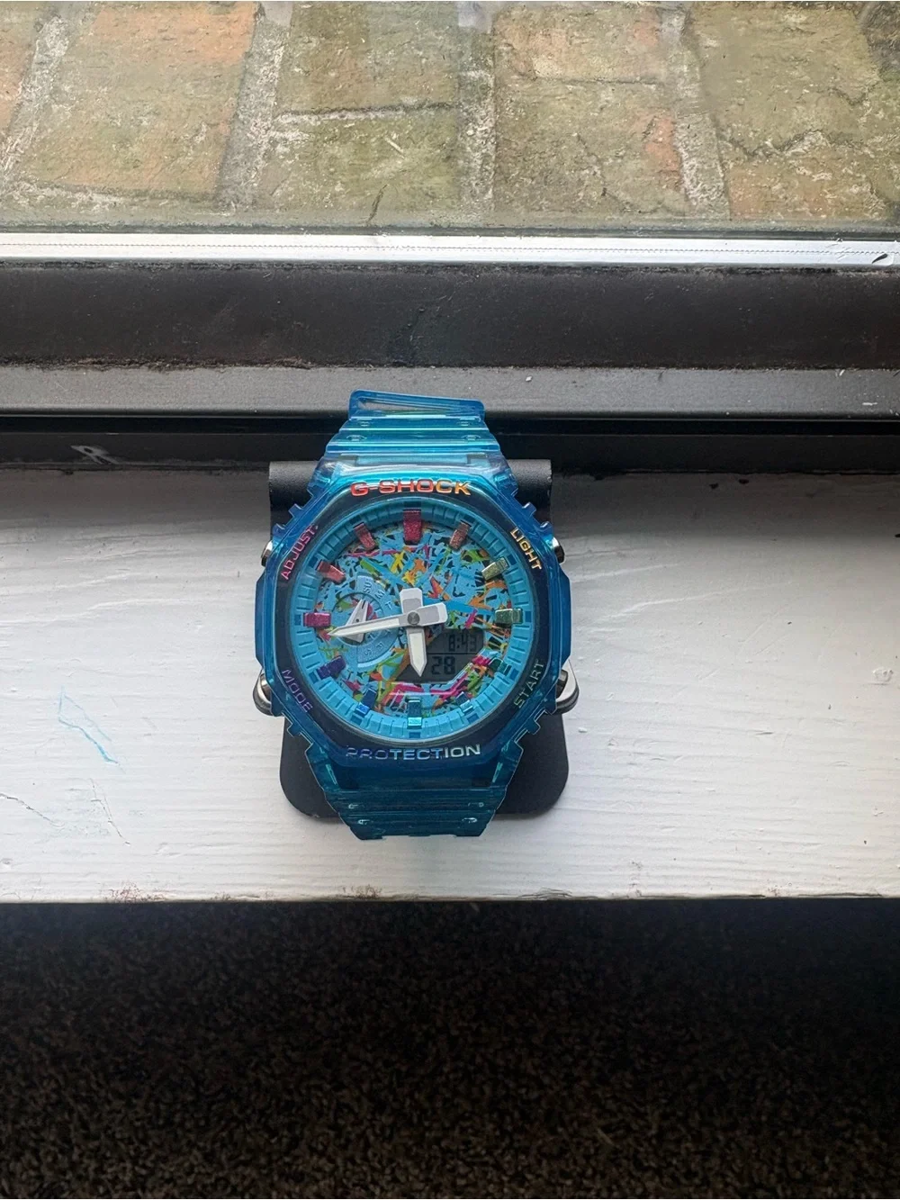 Casio Transparent Blue G-Shock Watch with Multicolor Dial